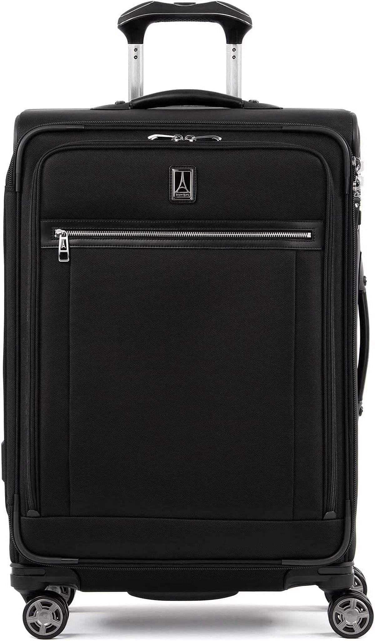 Travelpro Platinum Elite Softside Expandable Checked Luggage, 8 Wheel Spinner Suitcase, TSA Lock, Men and Women, Shadow Black, Checked Medium 25-Inch Checked-Medium 25-Inch Shadow Black