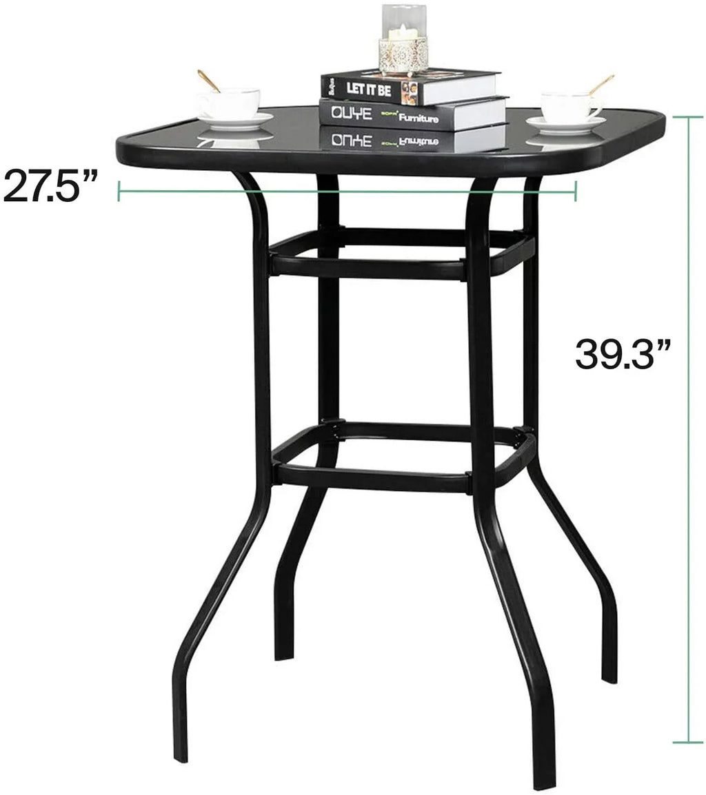 Abigail Elegant Designed With Still Frame Tempered Glass Bar Table