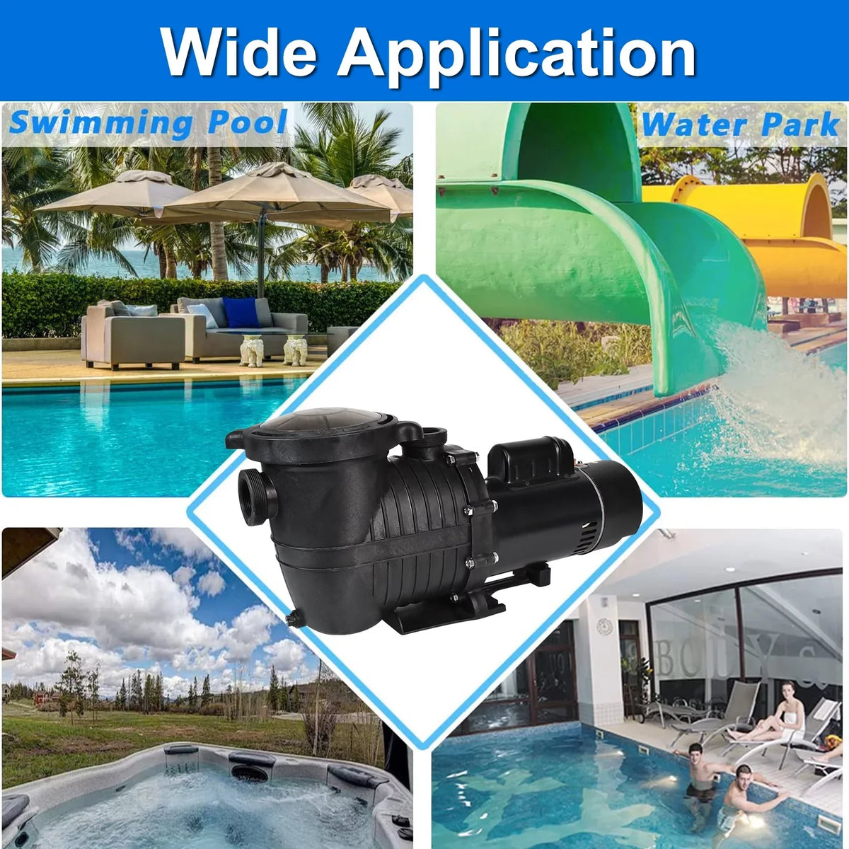 iMeshbean In-ground Swimming Pool Pump, 1.5HP Motor 110V-230V, 6000GPH, Head Max 69FT, for Above Ground Swimming Pool and Inground Pool Liquid Circulation, w/ Strainer Basket