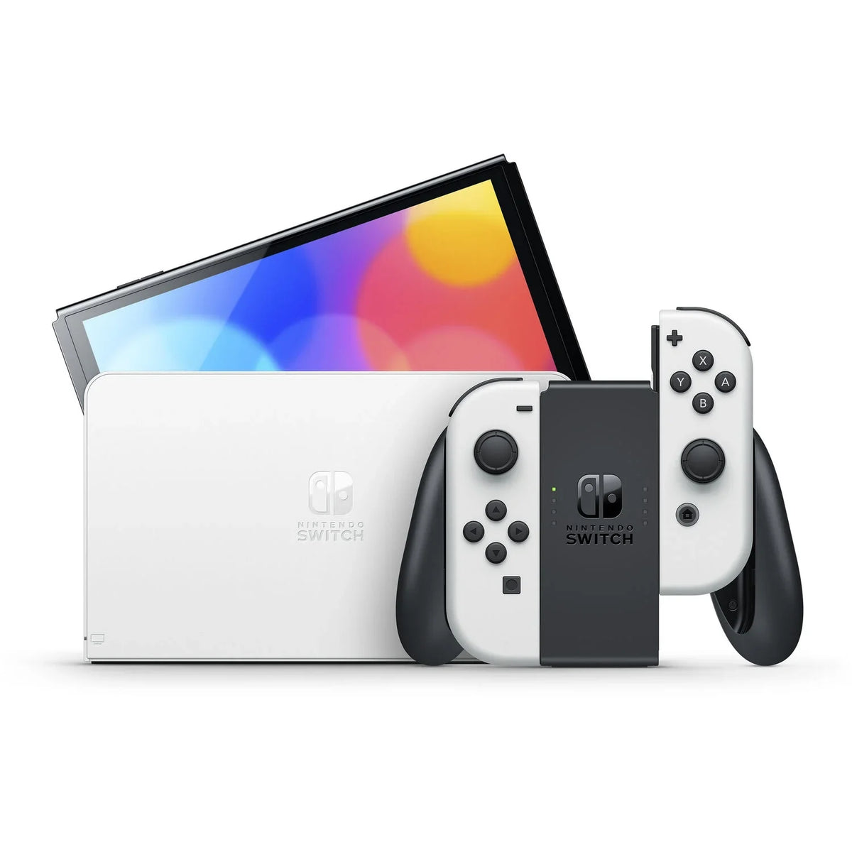 Nintendo Switch OLED Console White with Mario Kart 8 Deluxe, Accessory Starter Kit and Display Cleaning Cloth Bundle