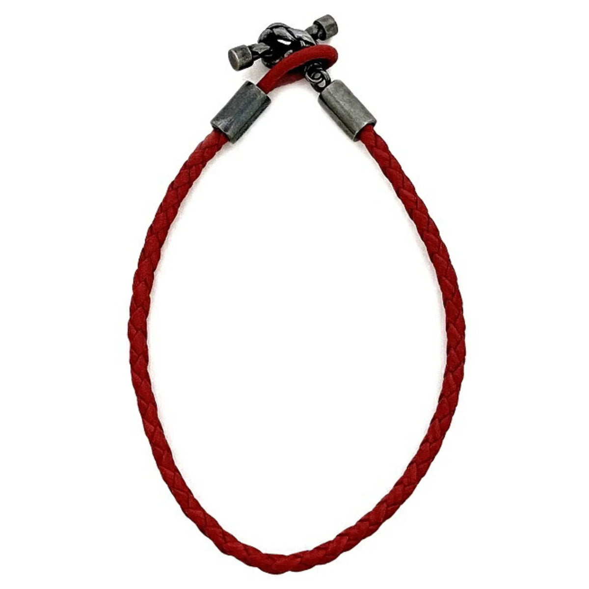 Pre-Owned Bottega Veneta Ec-14210 Leather,Silver 925 Charm Bracelet Red Color (Like New)