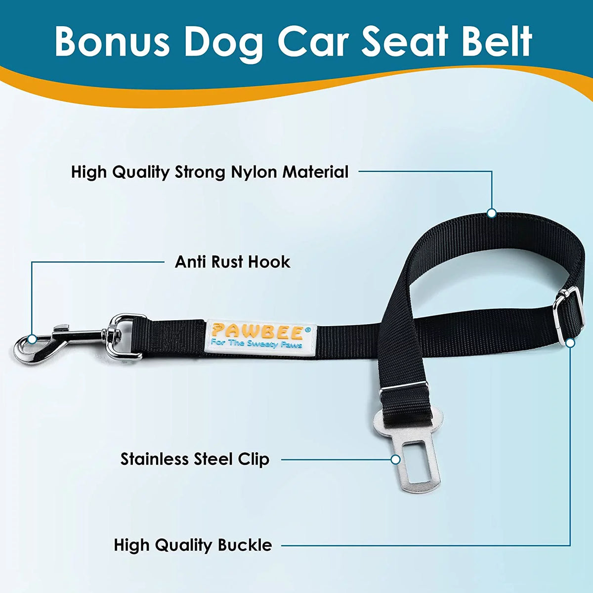 PAWBEE Dog Car Seat Cover – Nonslip & Scratchproof Dog Seat Covers for Cars – Liquid Car Seat Covers for Dogs with Bonus Car Seat Belt – SUV, Trucks & Car Hammock for Dogs with Front Mesh Window