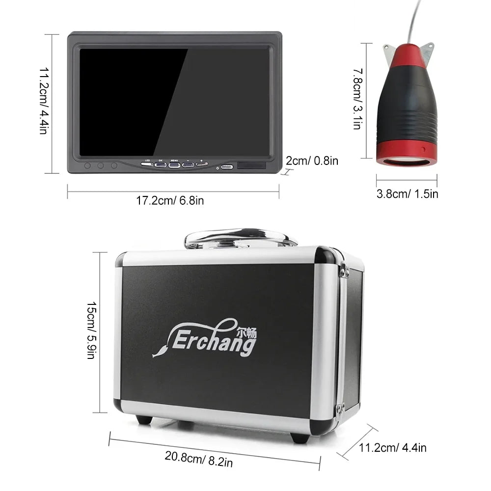 Erchang Liquid Fishing Camera Portable Fish Finder with 7 Inch for Boat Kayak Lake Sea Fishing - Crystal Clear Imaging, User-friendly Design, Perfect for Fishing Enthusiasts