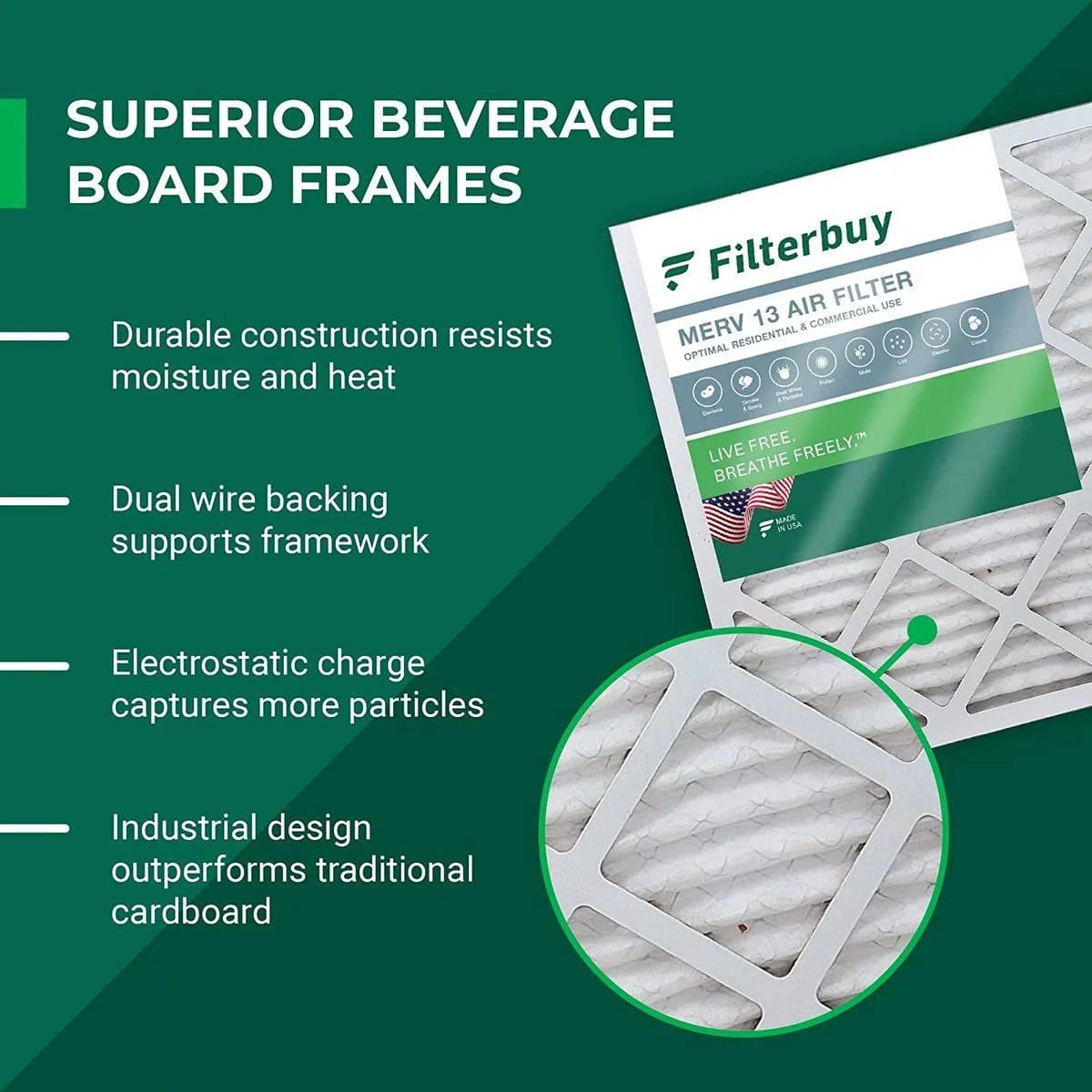 Filterbuy 20x20x2 MERV 13 Pleated HVAC AC Furnace Air Filters (2-Pack)