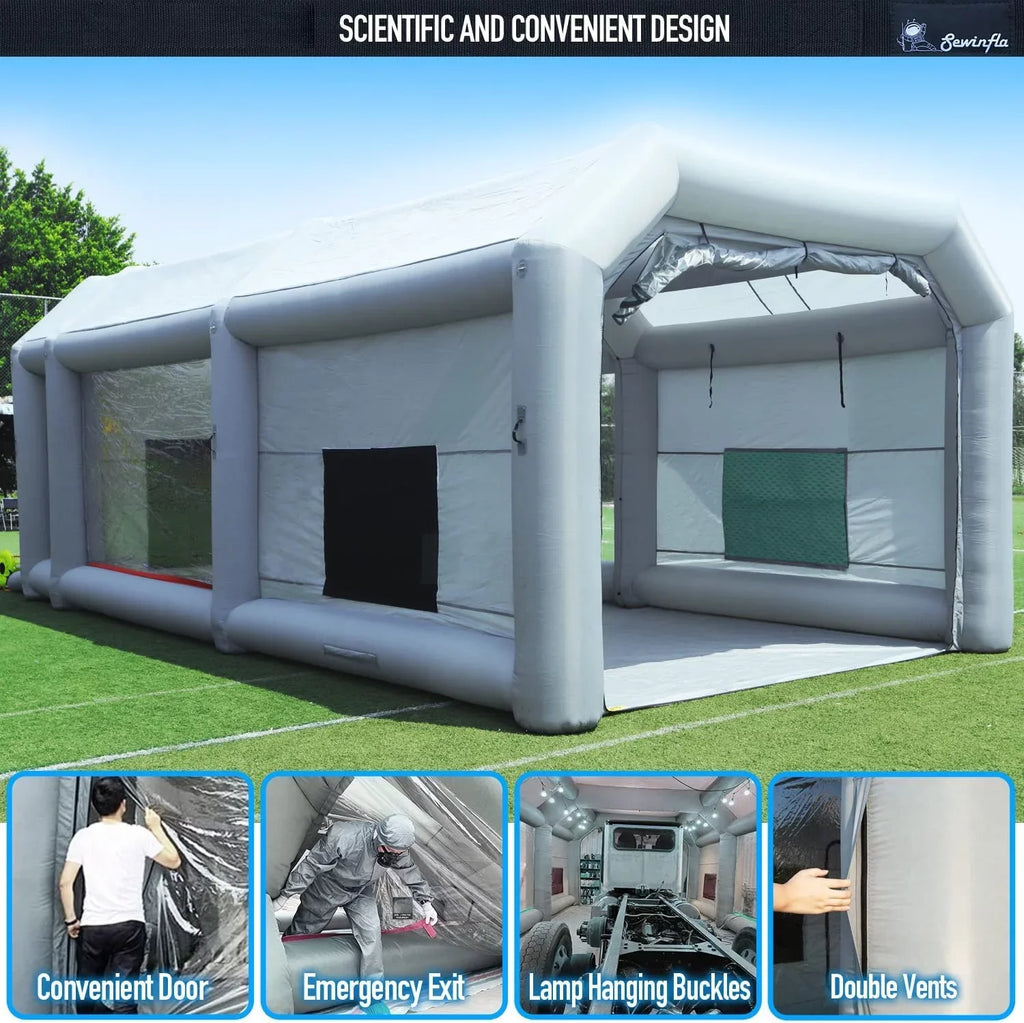 Sewinfla Inflatable Paint Booth 23x13x8.5Ft with Blowers Professional Inflatable Spray Booth Portable Car Painting Booth