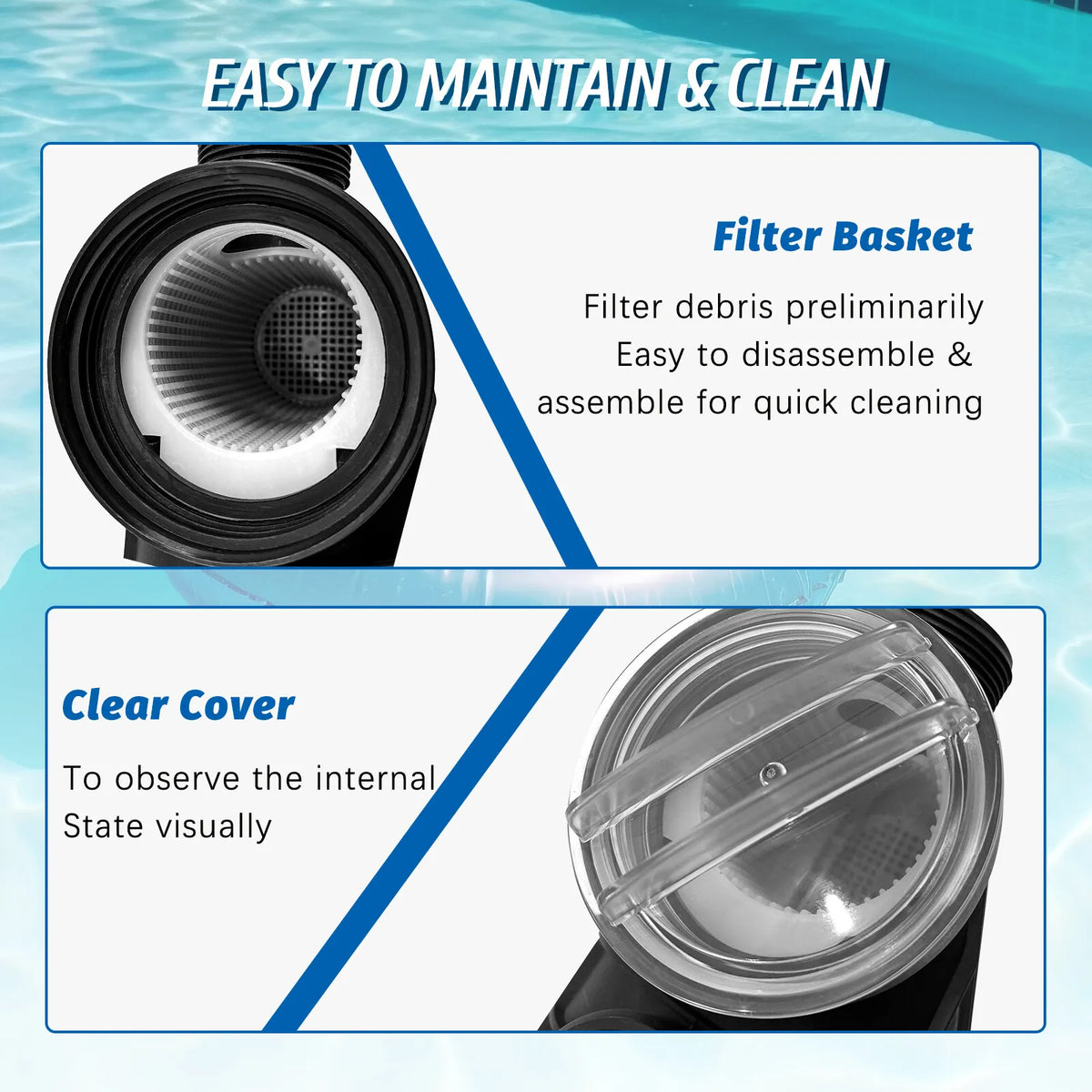 JSTUOKE 13" Pool Sand Filter, 6 Way Valve High-Flo Sand Filter Pump System w/ 3/4HP Pool Pump, Filter up to 10,000GAL Above Ground Swimming Pool