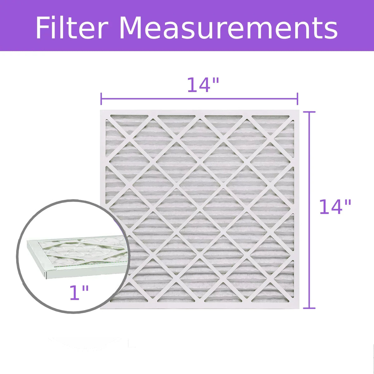 14x14x1, Purolator DMK80 Extended Surface Pleated Air Filter, Mechanical MERV 8, (6 Pack)