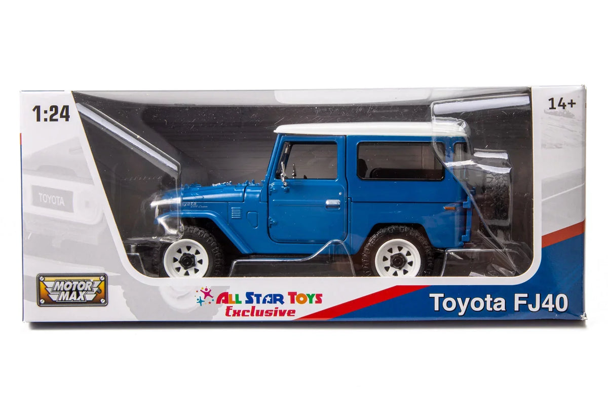 All Star Toys Exclusive Toyota Land Cruiser FJ40 Royal Blue with Custom Off-Road Wheels 1/24 Diecast Model by Motormax 79323 FJ Cruiser J40
