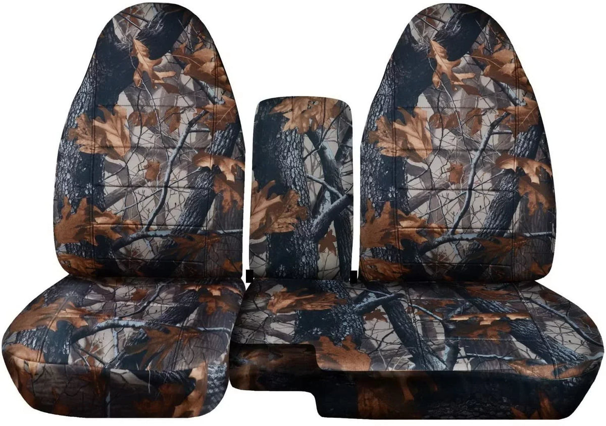 T38-Designcovers Fits 2004-2012 Ford Ranger/Mazda B-Series Camouflage Truck Seat Covers(60/40 Split Bench)w Center Console/Armrest:Opening Console:Gray Tree