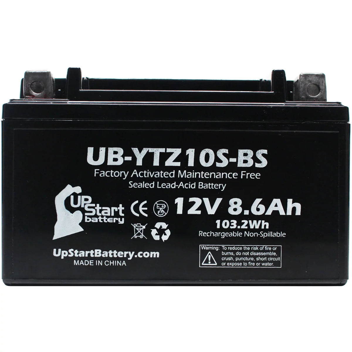 4-Pack UpStart Battery Replacement for 2010 Yamaha YZF-R1 1000CC Factory Activated, Maintenance Free, Motorcycle Battery - 12V, 8.6Ah, UB-YTZ10S-BS