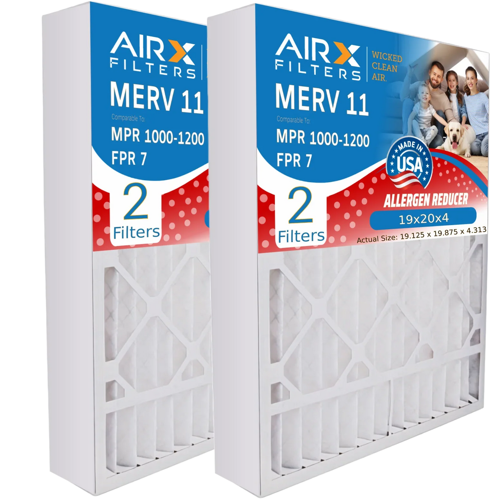 19x20x4 Air Filter MERV 11 Comparable to MPR 1000, MPR 1200 & FPR 7 Compatible with Bryant Carrier FNCCAB0021 FILXXFNC-0021 USA Made 19x20x4 Furnace Filter 2 Pack by AIRX FILTERS WICKED CLEAN AIR.