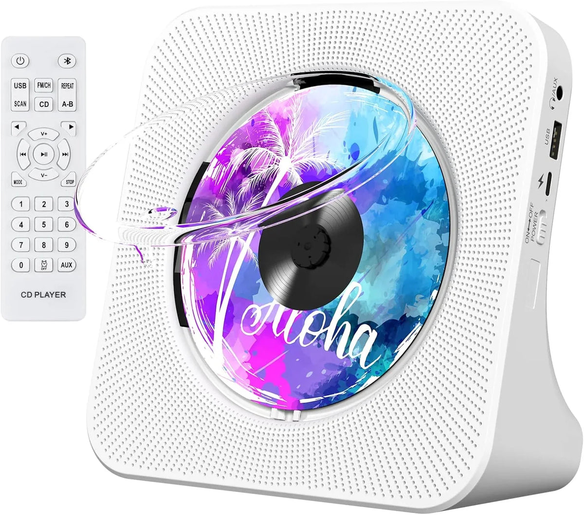 Gueray Portable CD Player with Bluetooth, Desktop CD Music Players for Home Built-in Double HiFi Sound Speakers, Support AUX&USB Headphone Jack, FM Radio Boombox, LCD Monitor Display for Kids Gift