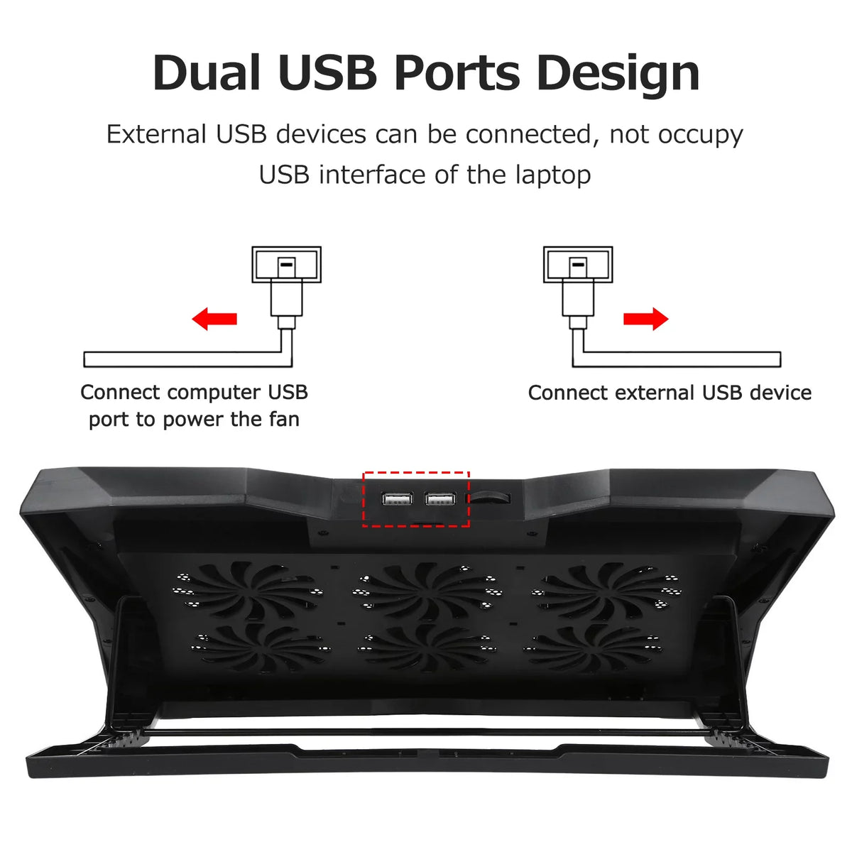 Andoer Low Noise Portable computer Cooler Stand, 6 Fans for Efficient Heat Dissipation and Comfortable Viewing Angle