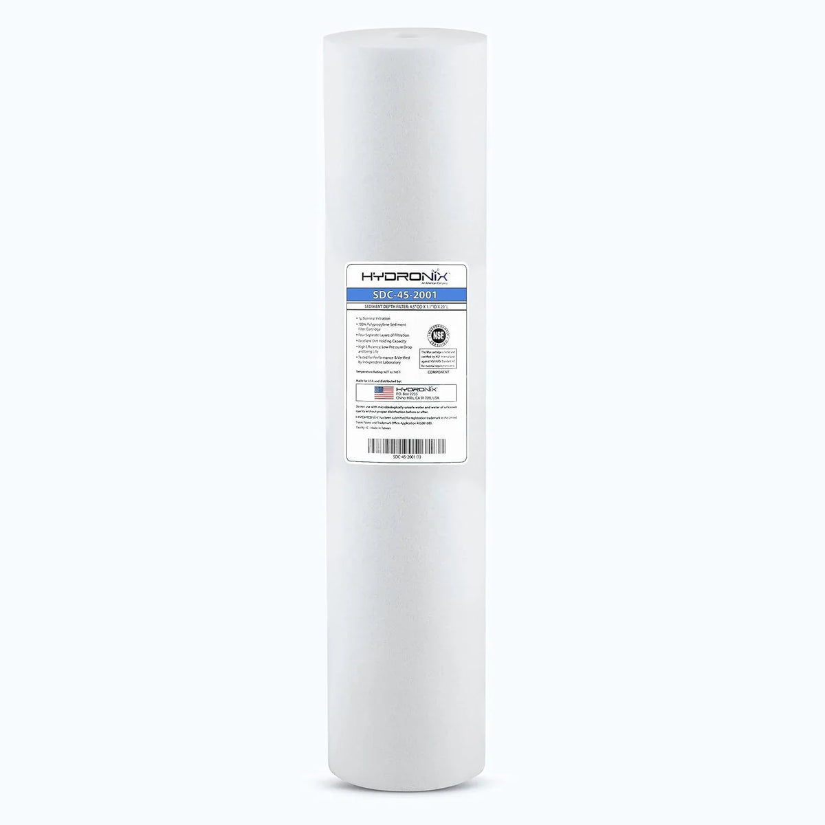 Whole House Or NSF Polypropylene Sediment Liquid Filter Cartridge 4.5" X 20" - 1 Micron