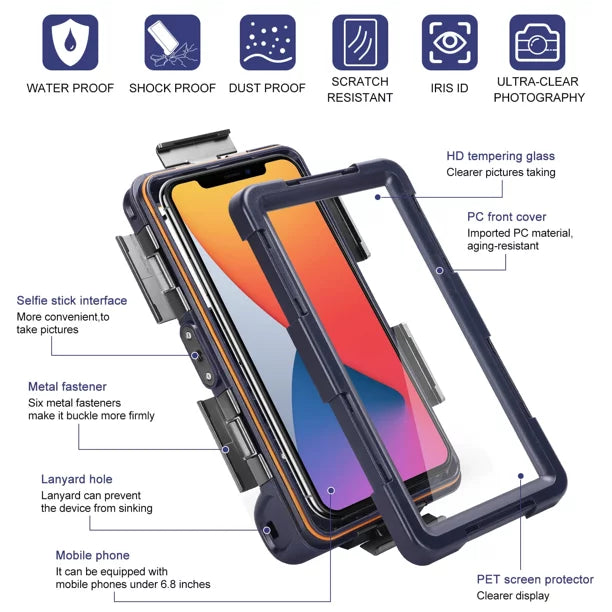 UrbanX Professional [15m/50ft] Swimming Diving Surfing Snorkeling Photo Video Liquid Protective Case Liquid Housing for vivo iQOO Z5x And all Phones Up to 6.9 Inch LCD with Lanyard