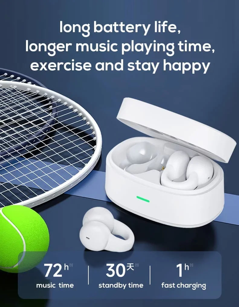 Wireless Ear-Clip TWS Earphones for Galaxy XCover / XCover6 Pro - Bluetooth Earbuds True Stereo Charging Case Hands-free Mic Headset for Galaxy XCover / XCover6 Pro