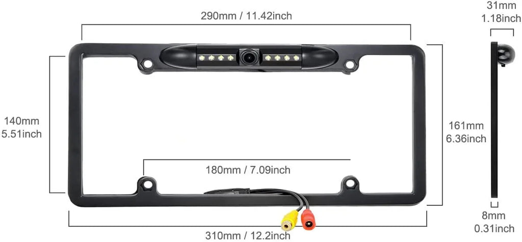 Backup Camera Rearview License Plate Liquid for Kenwood DMX-125BT DMX125BT Black