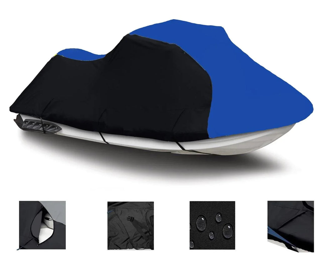BLACK / BLUE HEAVY-DUTY, PWC 600D JET SKI Cover Compatible for Sea Doo Sea-Doo Bombardier GTX 2004 2005 2006 2007 2008