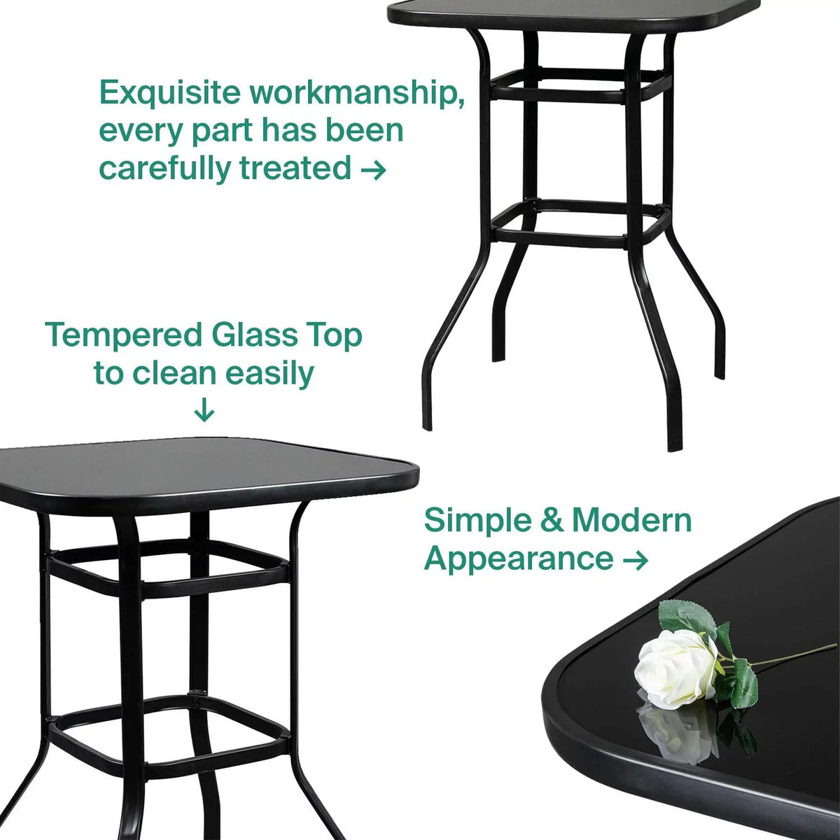 Gianna Bistro Porch Squire Shape Glass Bar Table For Poolside Decor
