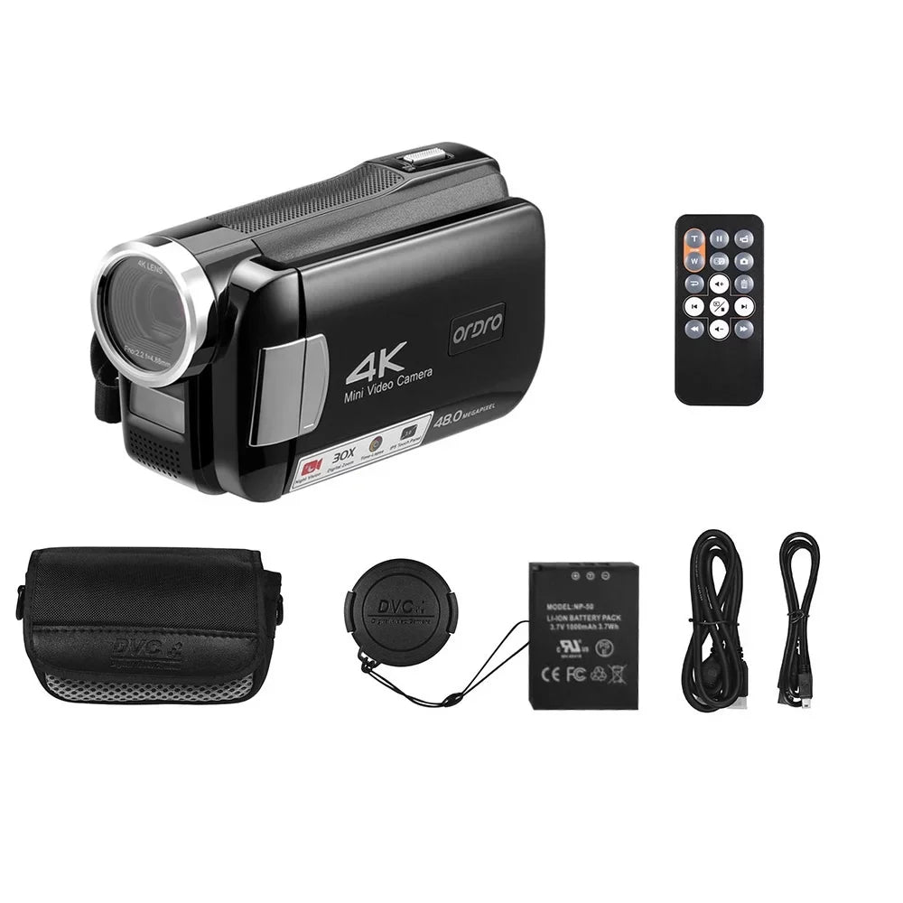 ORDRO AC2 Camcorder, 4K Digital Video Camera Recorder, 48MP 30X Zoom, Night Vision - Capture Stunning Videos and Photos