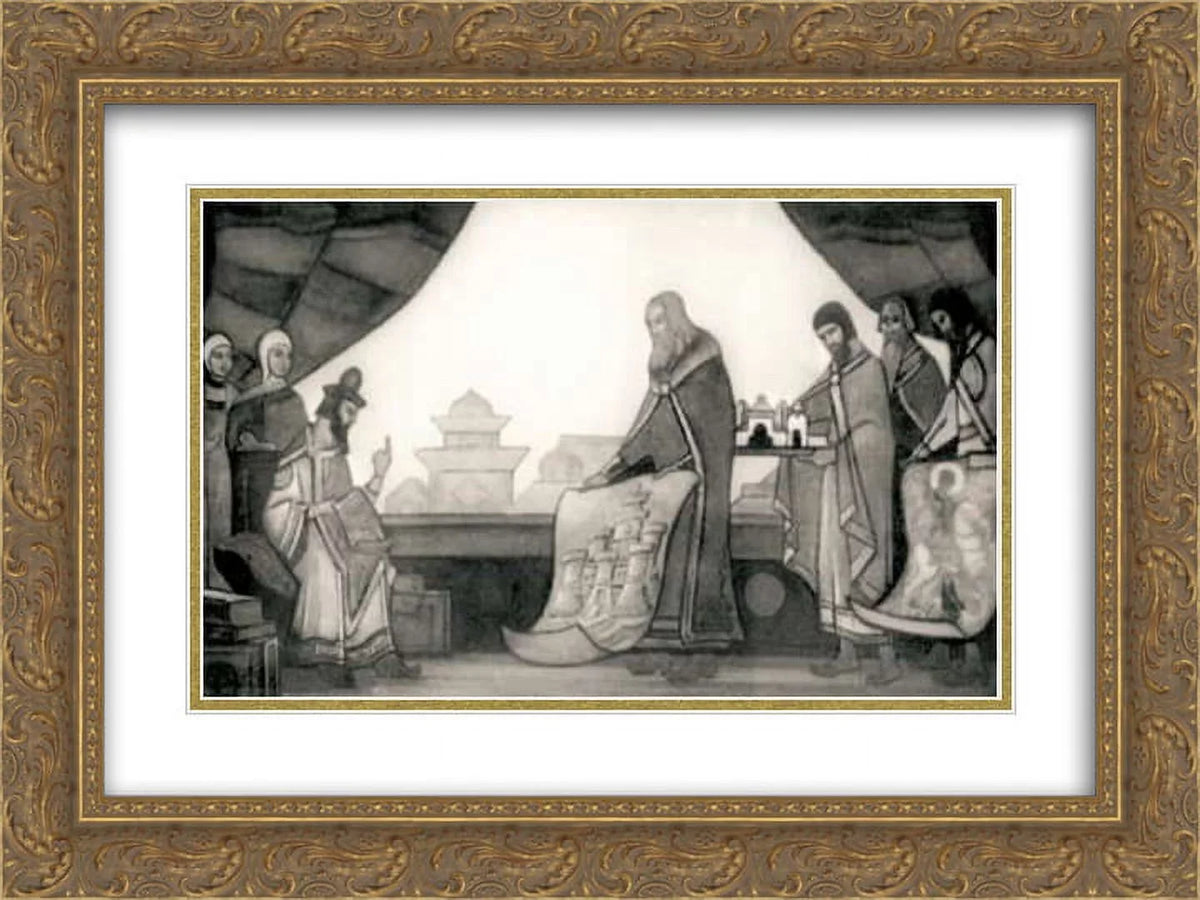 Nicholas Roerich 2x Matted 24x18 Gold Ornate Framed Art Print 'Yaroslav is glad for Kiev'
