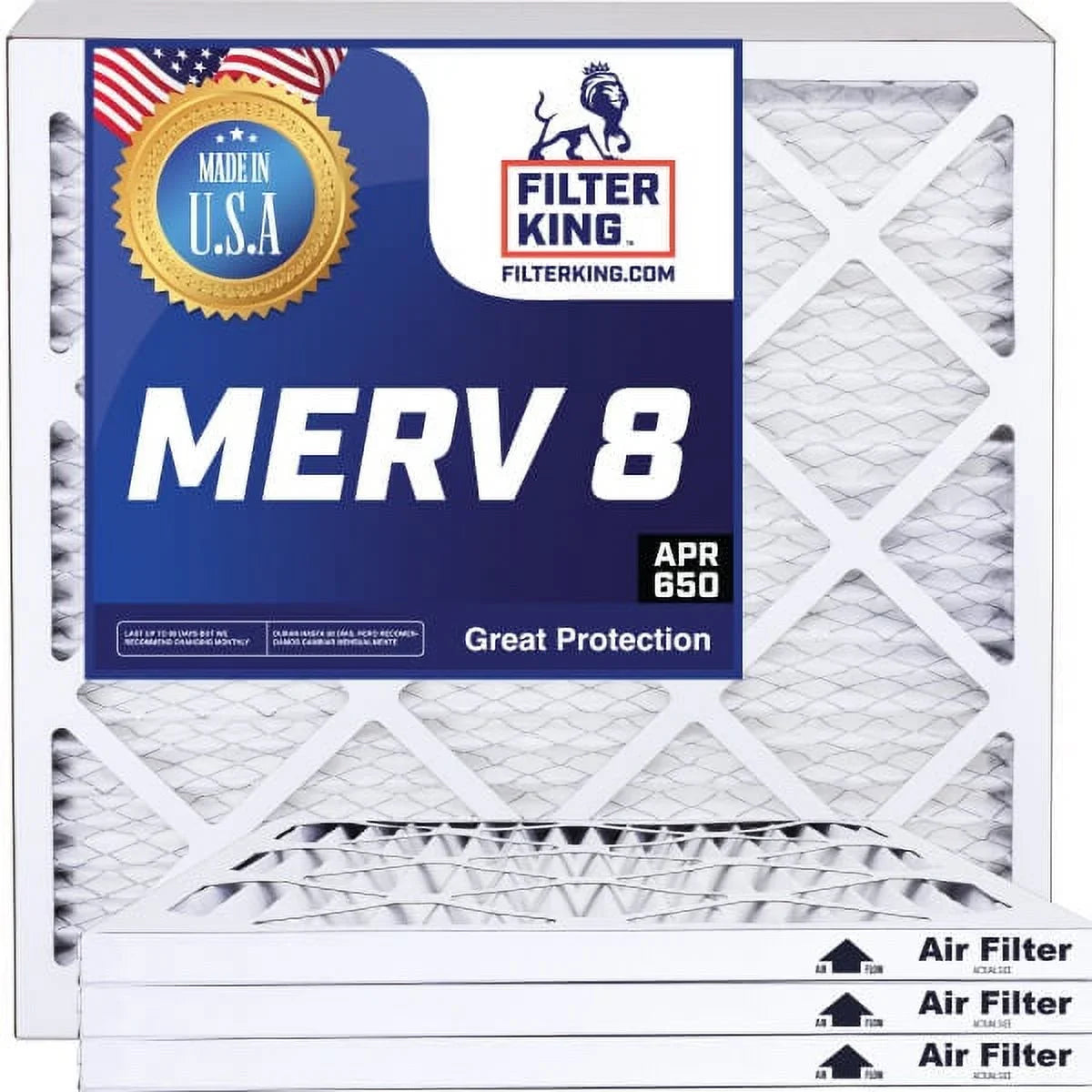 Filter King 22x38.5x1 Air Filter | 4-PACK | MERV 8 HVAC Pleated A/C Furnace Filters | MADE IN USA | Actual Size: 22 x 38.5 x .75"