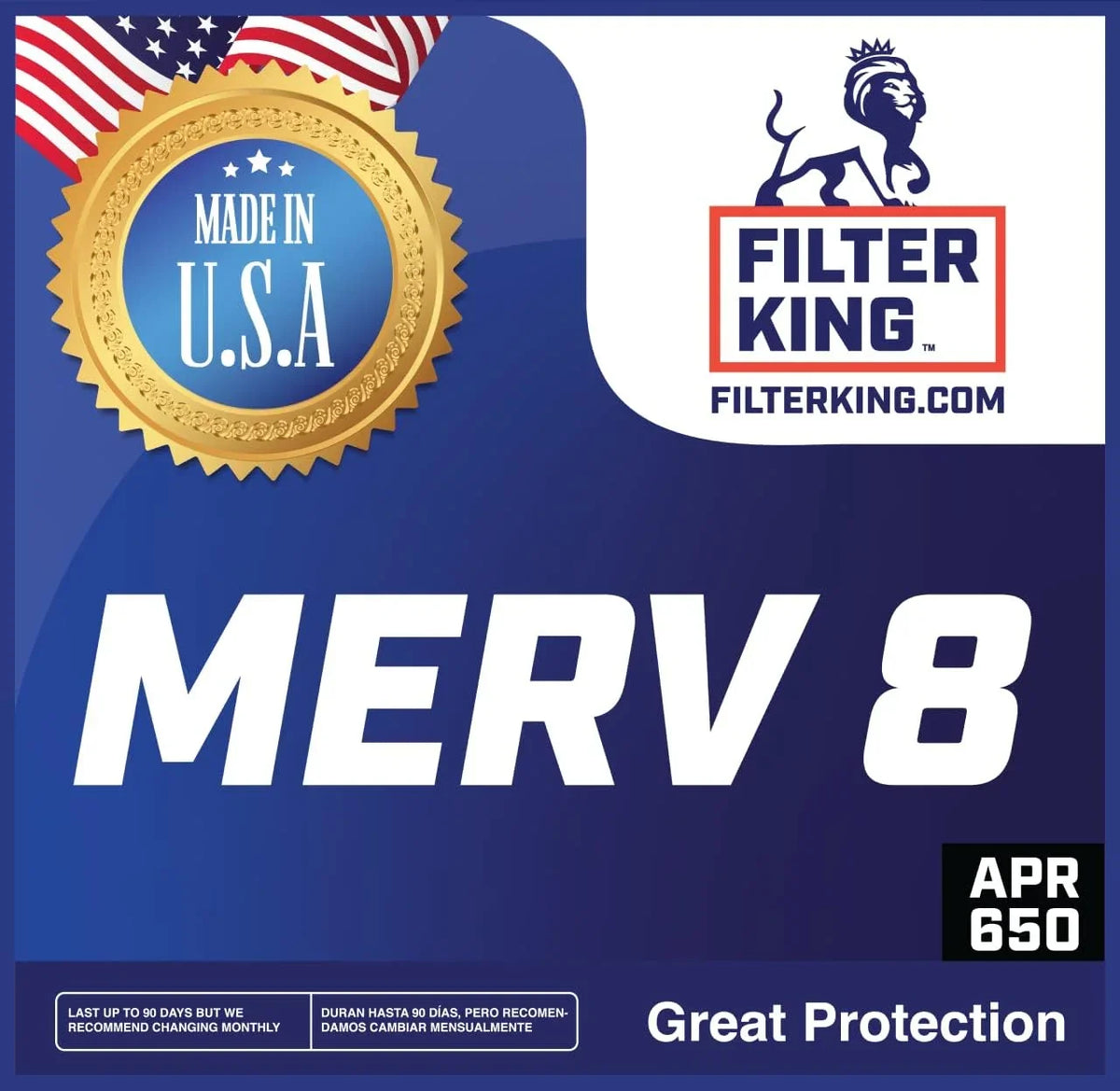 Filter King 36x63.5x1 Air Filter | 4-PACK | MERV 8 HVAC Pleated A/C Furnace Filters | MADE IN USA | Actual Size: 36 x 63.5 x .75"