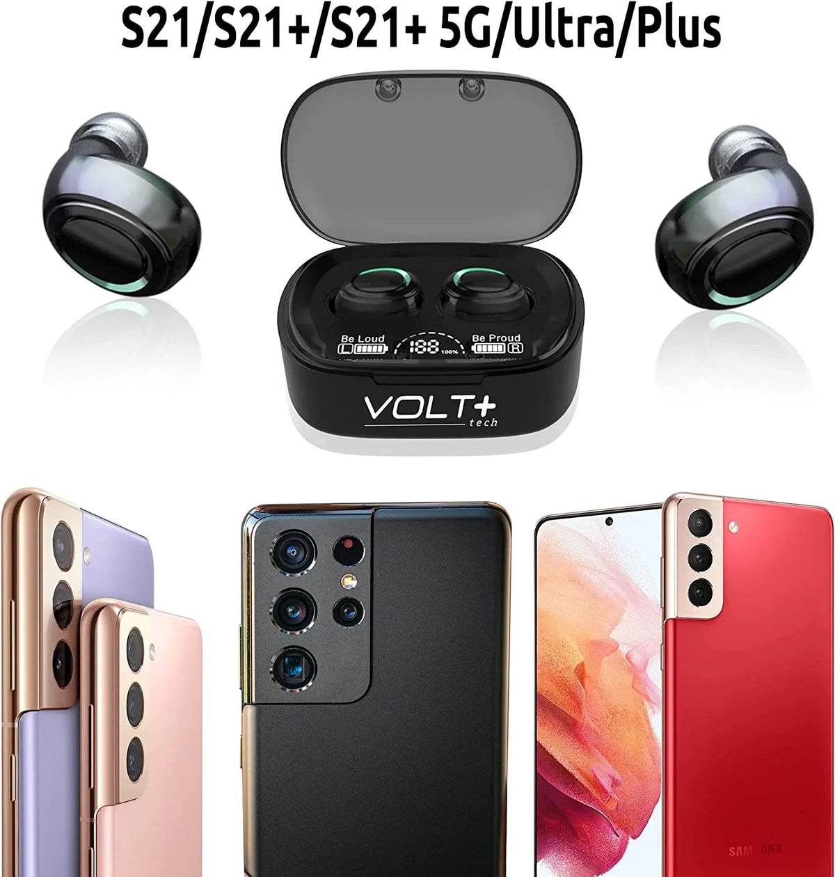 Wireless V5.1 PRO Earbuds Compatible with Galaxy Note 10/Plus/Lite/+/5G/Note10 IPX3 BlueTooth Touch Liquid / Sweatproof / Noise Reduction with Mic (Black)