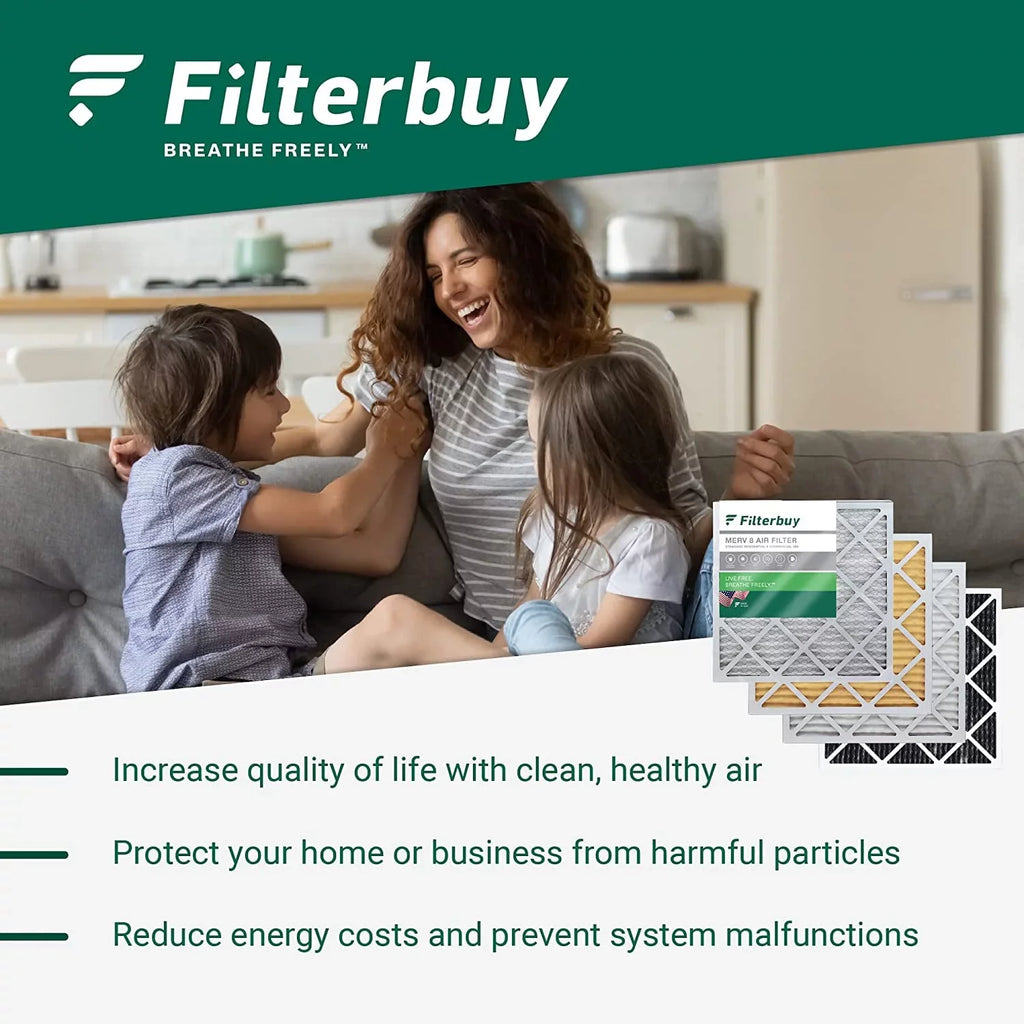 Filterbuy 12x12x1 MERV 8 Odor Eliminator Pleated HVAC AC Furnace Air Filters with Activated Carbon (2-Pack)