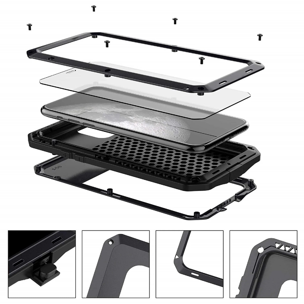 Gorilla Glass Aluminum Metal iPhone 6 Plus Case (Silver) Heavy Duty Military Grade Shockproof and Scratch Resistant Protection, Rugged Outdoor Travel