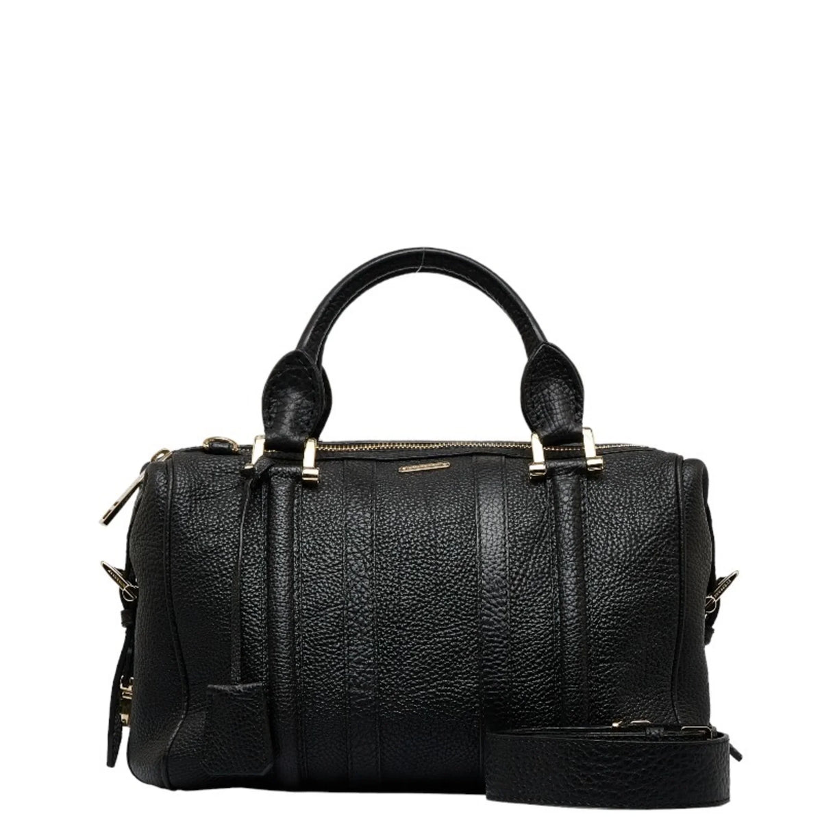 Pre-Owned Burberry Side Belt Metal Handbag Shoulder Bag Black Grain Calf Leather Women's BURBERRY (Good)