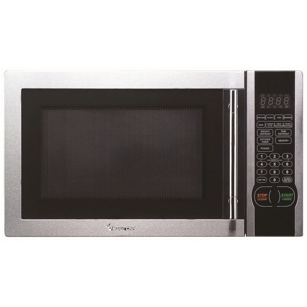 Magic Chef New1.1- Cu. ft. 1000W Countertop Microwave Oven with Stylish Door Handle, Stainless Steel