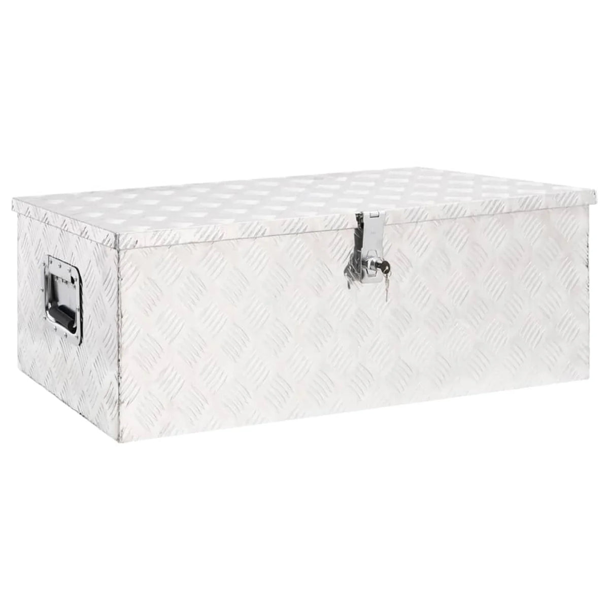 Anself Aluminum Tool Box Truck Toolbox Lockable Underbody Organizer Storage Case Trailer Box Silver for Vehicle, Garage, Camping Trip 35.4 x 18.5 x 13.2 Inches (L x W x H)