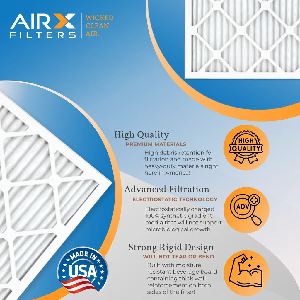 24x24x1 Air Filter MERV 13 Comparable to MPR 1500 - 2200 & FPR 9 Electrostatic Pleated Air Conditioner Filter 4 Pack HVAC AC Premium USA Made 24x24x1 Furnace Filters by AIRX FILTERS WICKED CLEAN AIR.