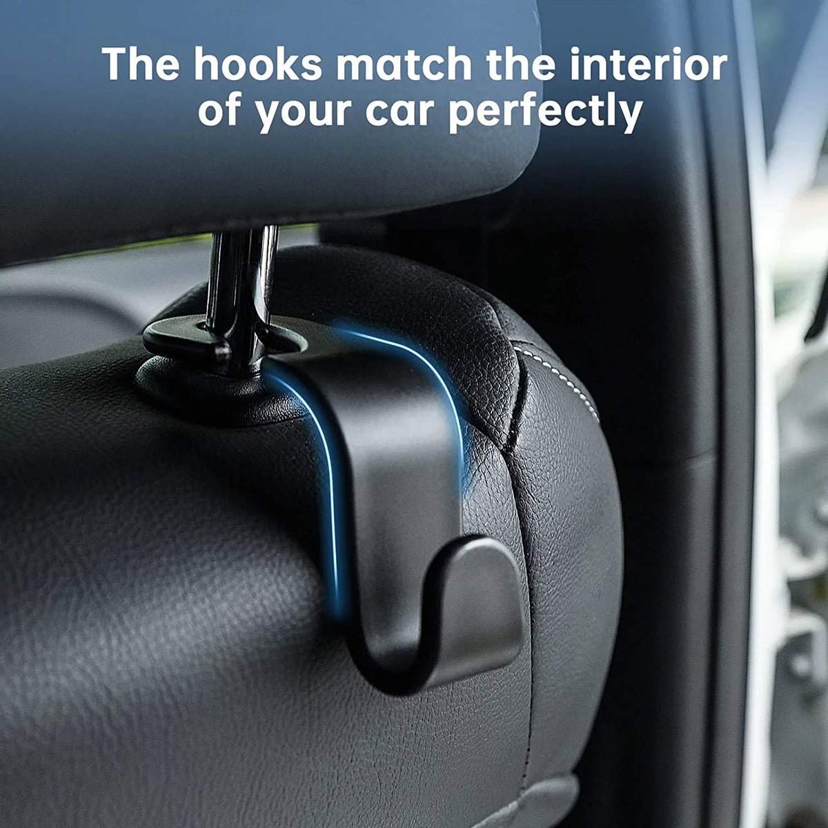 Car Seat Headrest Hooks, Universal Back Seat Organizer Black Hanger Holder Hook, Hanging Purses and Bags, Coat Umbrellas Grocery Bags Handbags (4Packs)